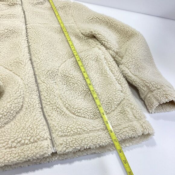H&M Sherpa Fleece Jacket Zip Front Off-White Cream Size S - Picture 8 of 9